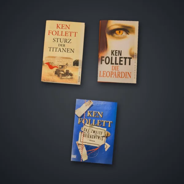 Ken Follett – 3x Bestseller Buchpaket: Sturz der Titanen, Die Leopardin, Das zweite Gedächtnis – gebrauchtes Buchpaket