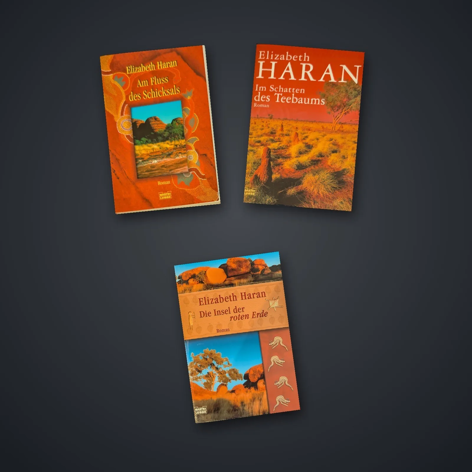 Elizabeth Haran – 3x Bestseller Buchpaket: Im Schatten des Teebaums, Die Insel der roten Erde, Am Fluss des Schicksals – gebrauchtes Buchpaket