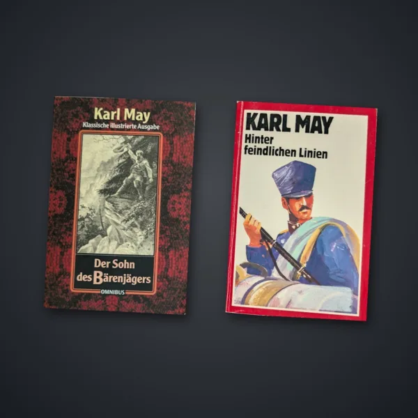Karl May – 2x Abenteuer Buchpaket: Der Sohn des Bärenjägers, Hinter feindlichen Linien – gebrauchtes Buchpaket